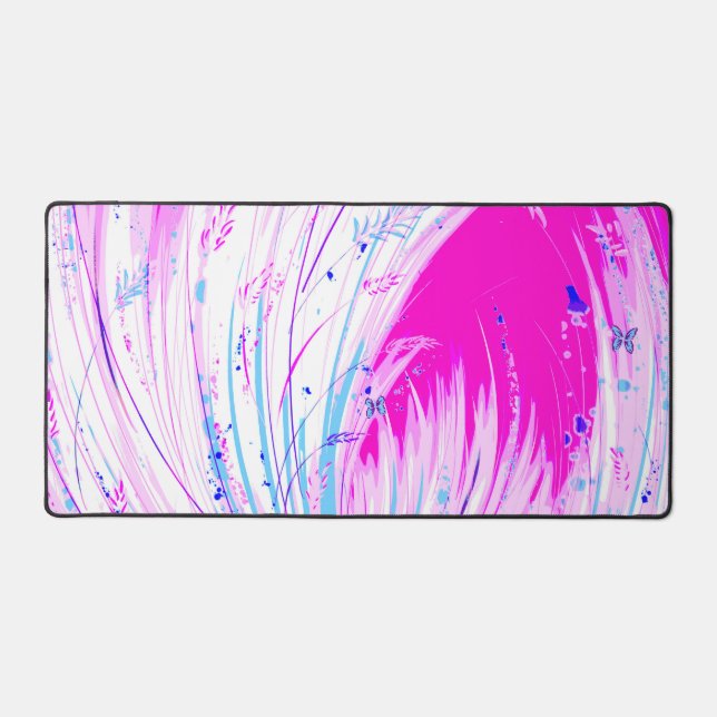 Abstract Pink White Enchanted Garden Desk Mat (Front)