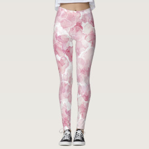 Abstract Pink White Leggings
