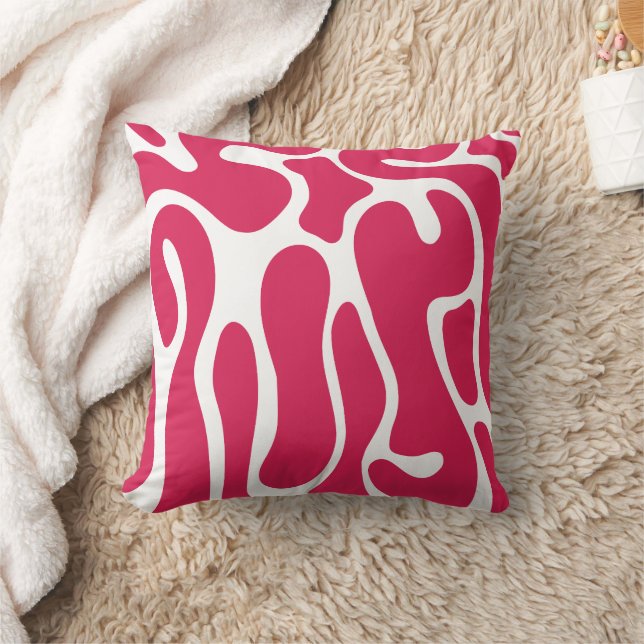 Abstract pink wiggle throw pillow (Blanket)