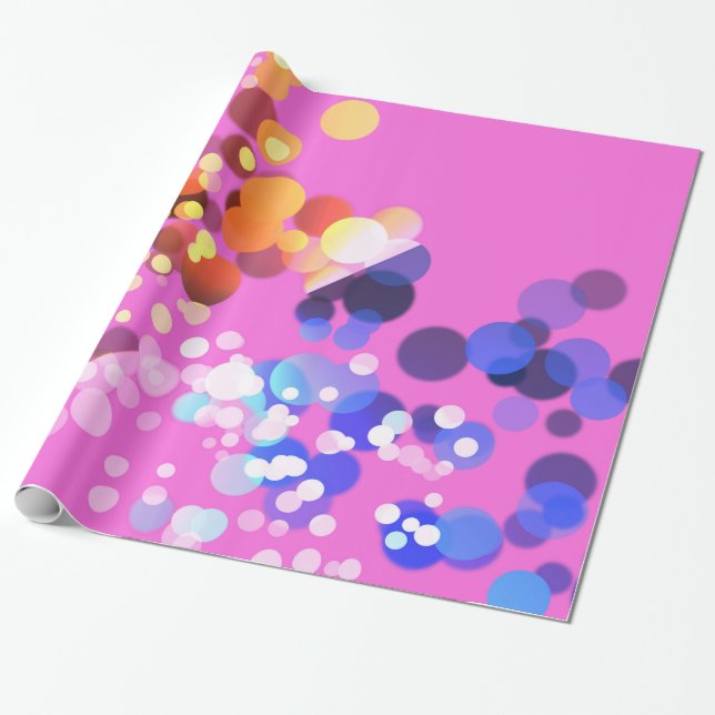 Abstract Pink with colourful bokeh lights  Wrapping Paper (Unrolled)
