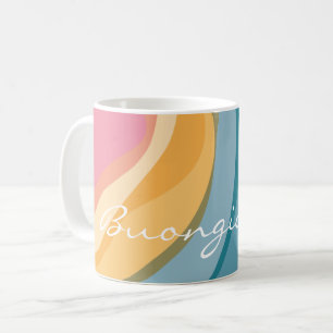Abstract pink yellow blue Watercolor Customized Coffee Mug