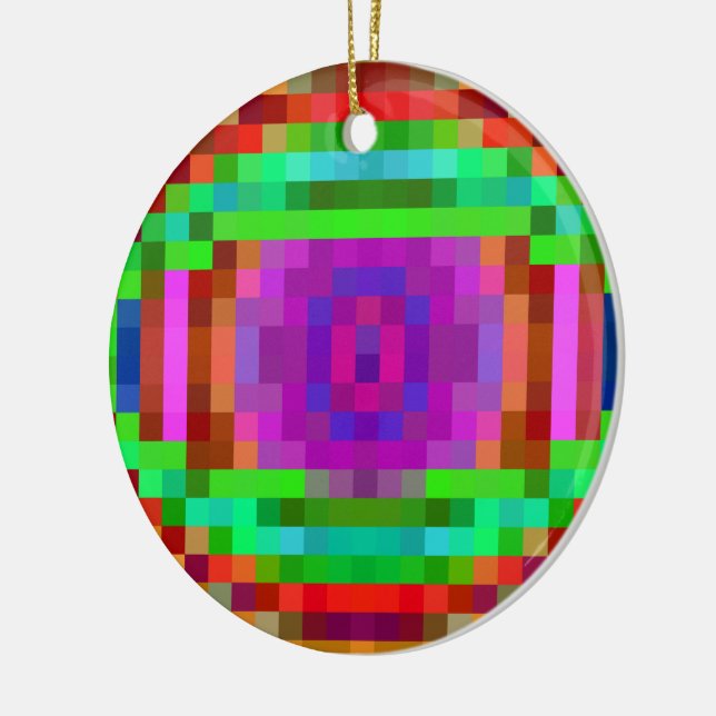 Abstract Pixel Art Colourful Mosaic Ceramic Ornament (Left)