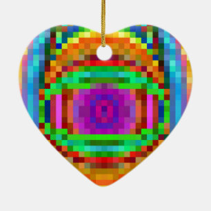 Abstract Pixel Art Colourful Mosaic Ceramic Ornament