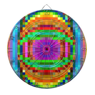 Abstract Pixel Art Colourful Mosaic Dartboard