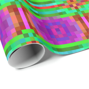 Abstract Pixel Art Colourful Mosaic Wrapping Paper