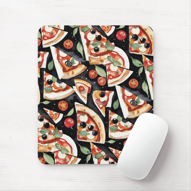 Abstract Pizza Slices On A Black Background Mouse Pad (With Mouse)