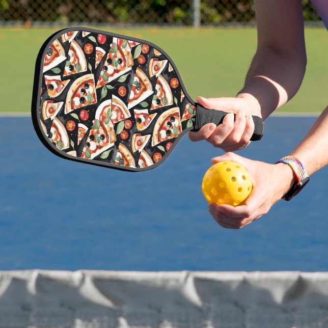 Abstract Pizza Slices On A Black Background Pickleball Paddle (Insitu)