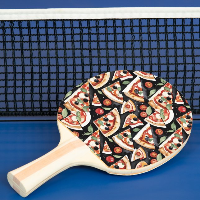 Abstract Pizza Slices On A Black Background Ping Pong Paddle (Insitu)