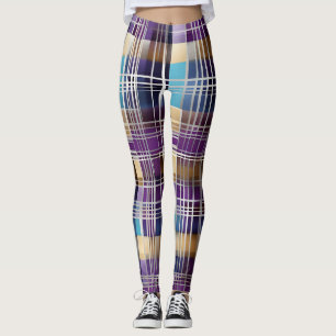 abstract plaid leggings