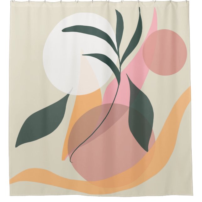 Abstract Plant Illustration Shapes Pink Greenery  (Front)