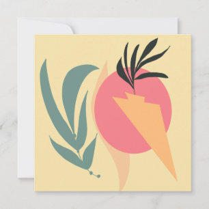 Abstract Plant Illustration Shapes Pink Yellow 