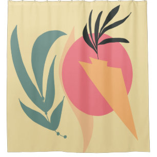 Abstract Plant Illustration Shapes Pink Yellow 