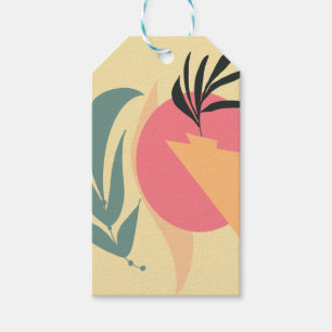 Abstract Plant Illustration Shapes Pink Yellow Gift Tags