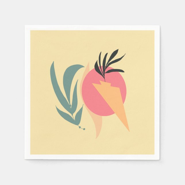 Abstract Plant Illustration Shapes Pink Yellow    Napkin (Front)