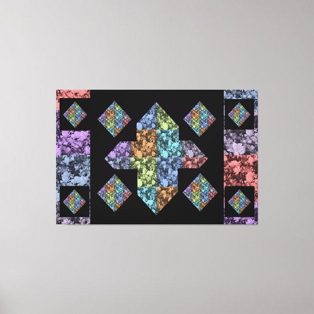 Abstract Plus Sign Multi-Coloured Floral Canvas Ar (Front)