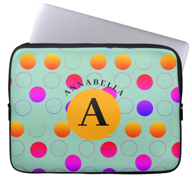Abstract Polka Dots Pattern Laptop Sleeve (Front)