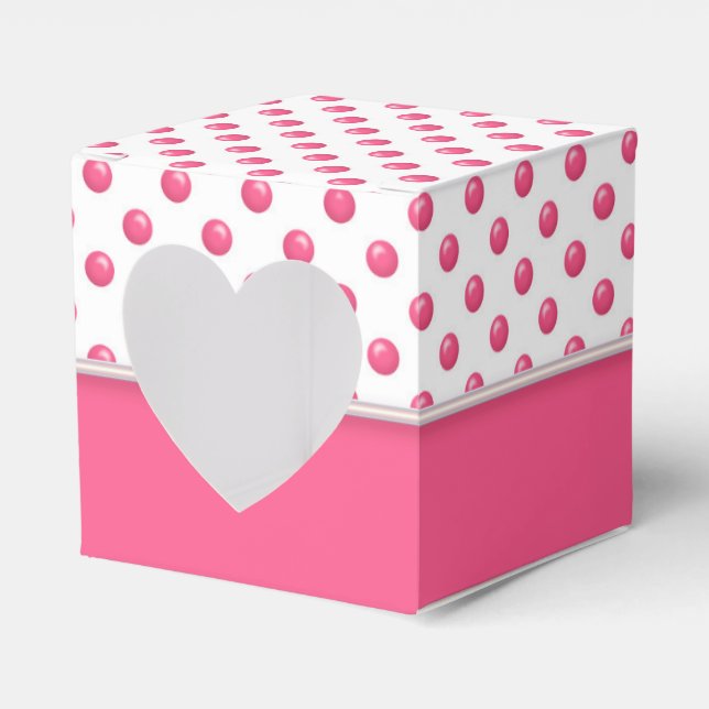 Abstract Polka Dots Pink Favor Box (Front Side)