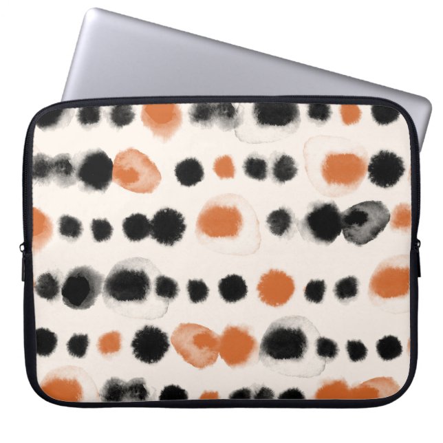 Abstract Polka Dots: Watercolor Geometry. Laptop Sleeve (Front)