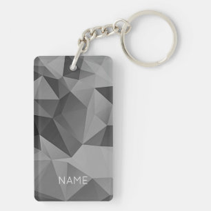 Abstract Poly Geometric Grey Design NAME Cool Keychain