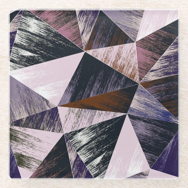 Abstract polygon pattern, colourful triangles. glass coaster (Front)