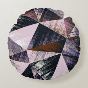 Abstract polygon pattern, colourful triangles. round pillow