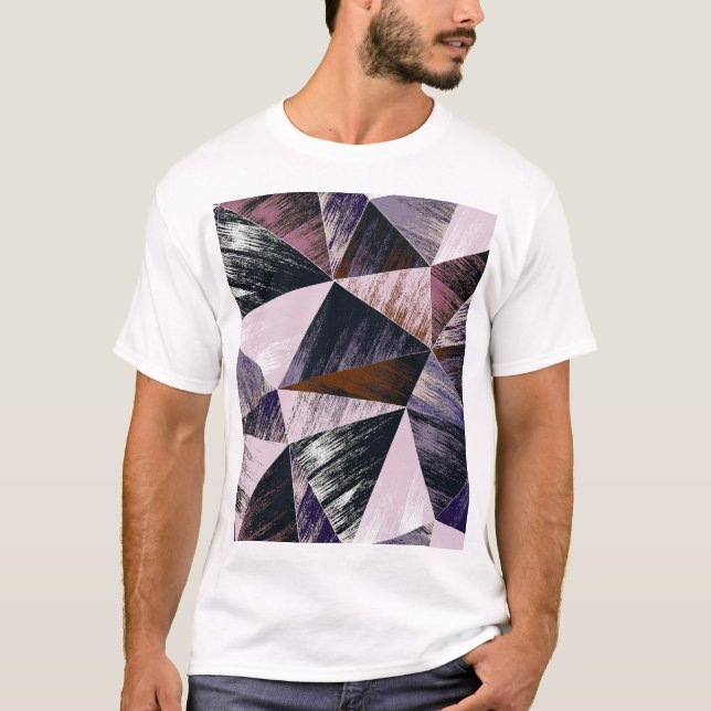 Abstract polygon pattern, colourful triangles. T-Shirt (Front)