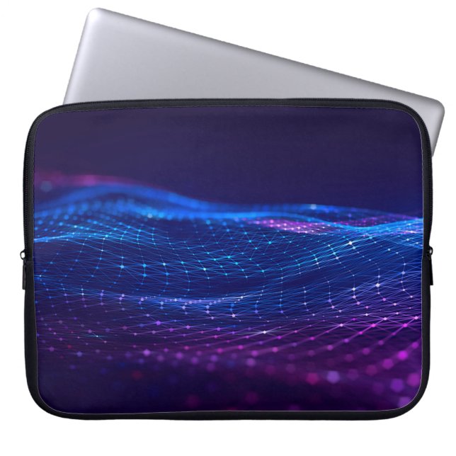 Abstract polygonal space low poly dark background  laptop sleeve (Front)