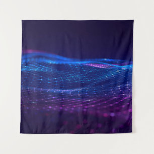 Abstract polygonal space low poly dark background tapestry