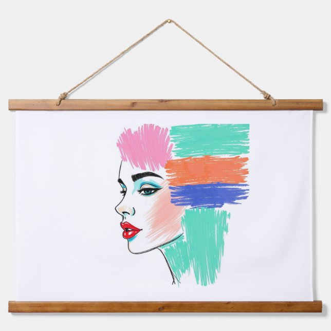 Abstract Pop Art Woman Tapestry (Front)