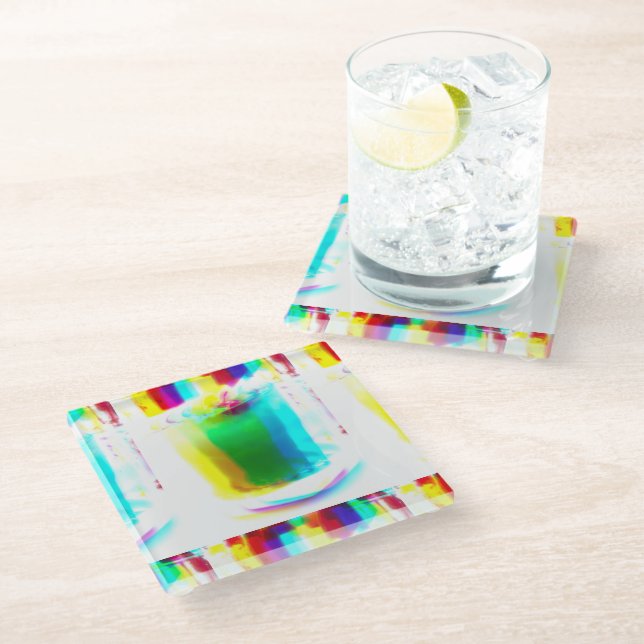 Abstract Popart Primary Rainbow Drink Coaster (Angled)