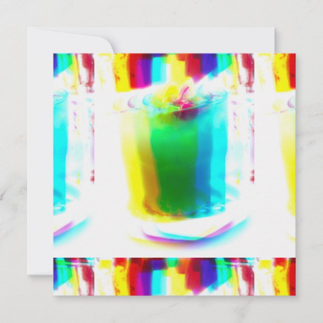 Abstract Popart Primary Rainbow Drink Flat Card (Front)