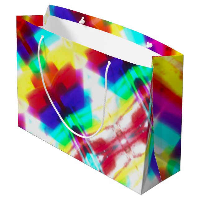 Abstract Popart Primary Rainbow Gift Bag (Back Angled)