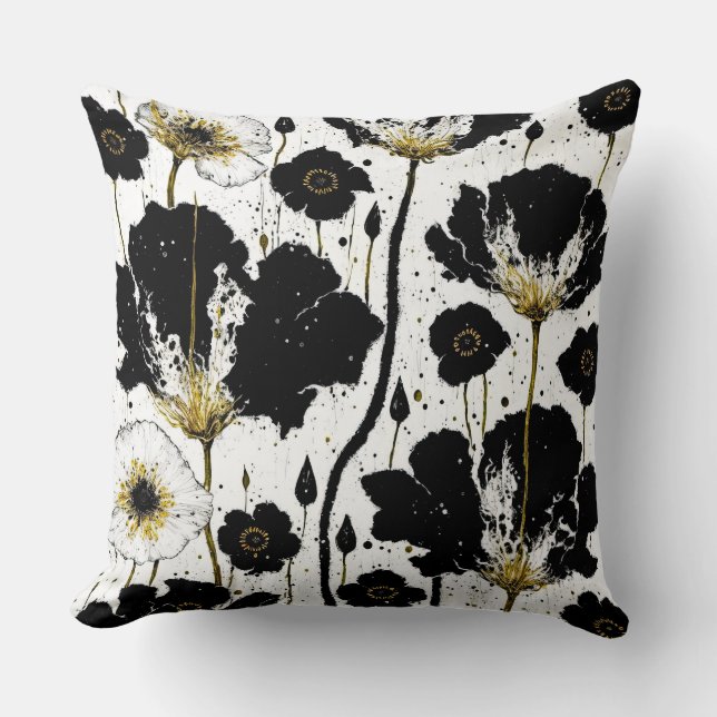 Abstract Poppies Throw Pillow (Front)