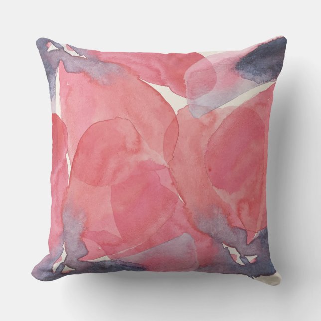 Abstract Poppy Chic Watercolor On Blush Throw Pillow (Front)