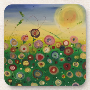 Abstract Poppy Field Coasters