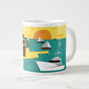 Abstract Port City Large Coffee Mug