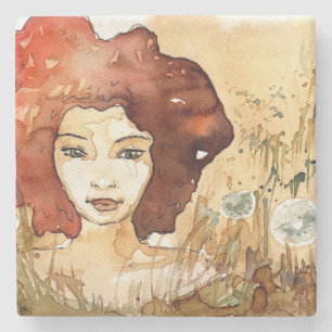 Abstract portrait 3 stone coaster