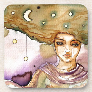 Abstract portrait and pretty woman coaster