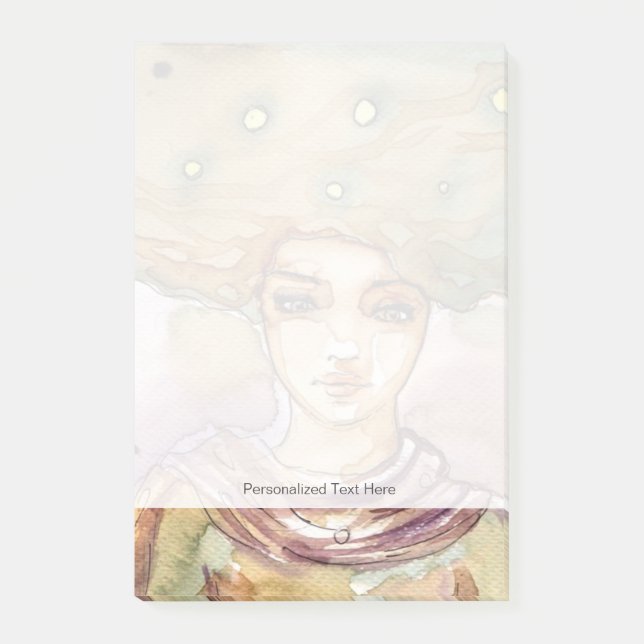 Abstract portrait and pretty woman post-it notes (Front)