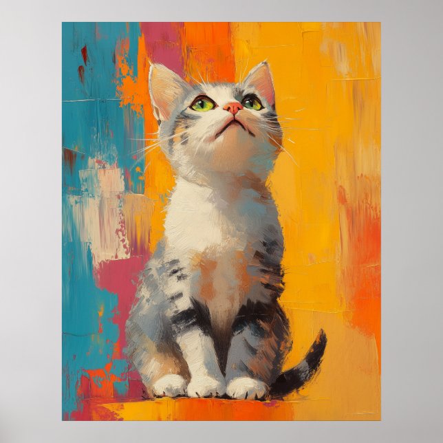 abstract portrait, color blocks, white hair, moder poster (Front)