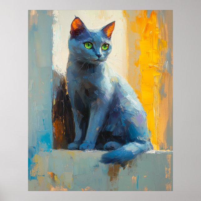 abstract portrait, color blocks, white hair, moder poster (Front)