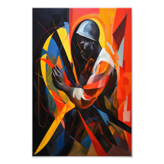 Abstract Portrait in Vibrant Colours Modern Art Photo Print