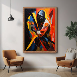 Abstract Portrait in Vibrant Colours Modern Art Poster