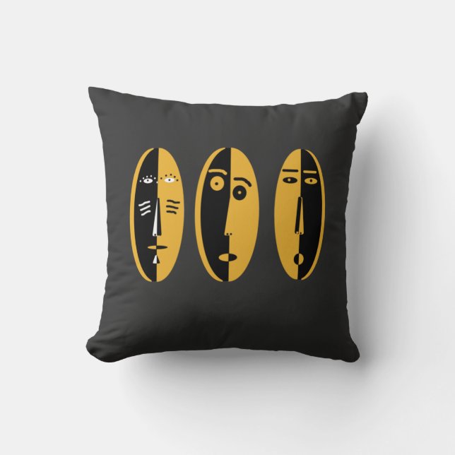 abstract portrait masks design throw pillow (Front)