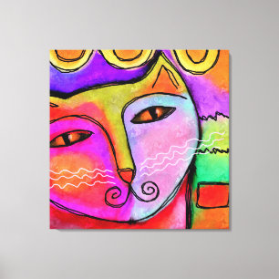 Abstract Portrait of a Cat Canvas Print