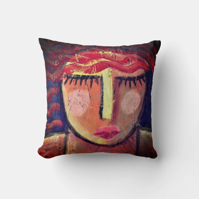 Abstract Portrait of a Red Haired Woman Throw Pillow (Front)