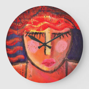 Abstract Portrait of a Woman Large Clock