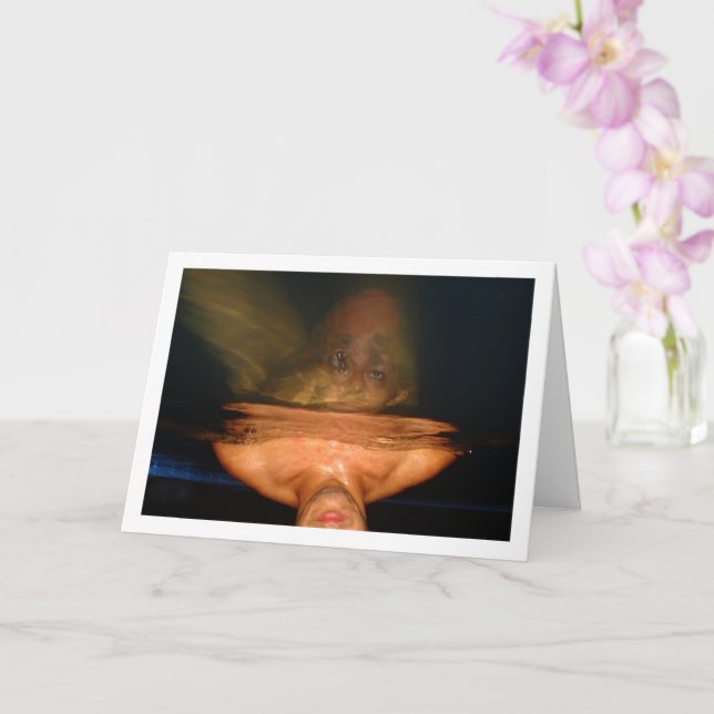 Abstract Portrait of Man in Pool Card (Orchid)
