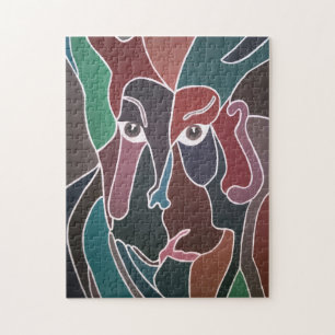 Abstract Portrait Painting by Alfred Fox Jigsaw Puzzle