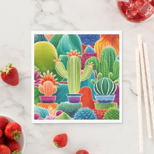 Abstract Potted Cacti Napkin